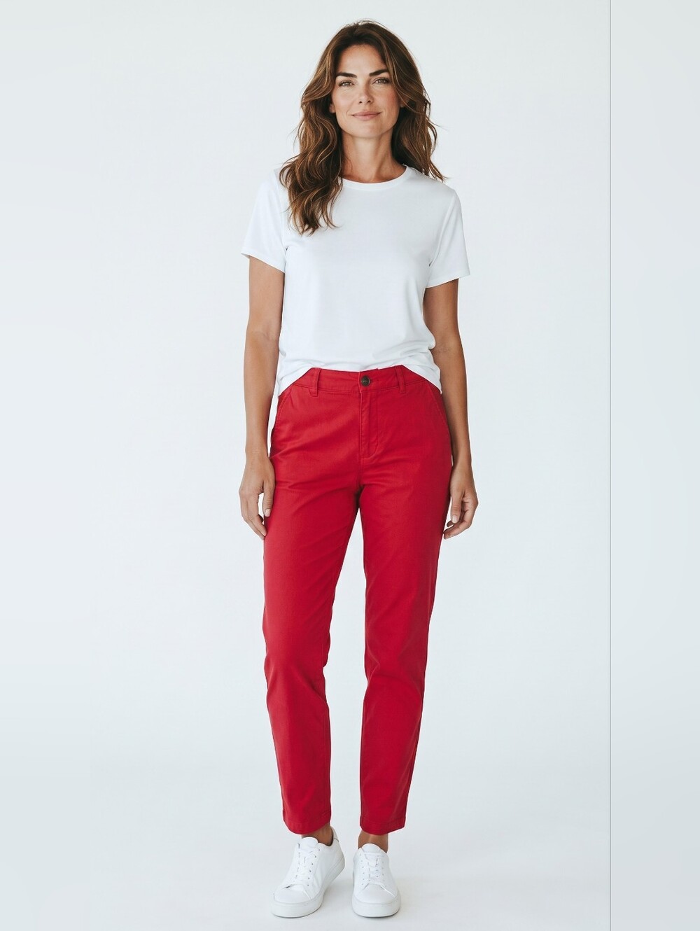 Chaps Red Straight Leg Pants Women's Mid Rise Casual Dress Trousers Classic - Picture 3 of 6